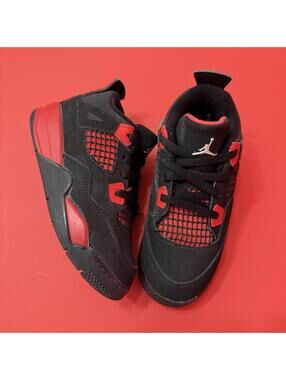 Nike Air Jordan 4 Retro Red Thunder Black Toddler BQ7670-016 Size 10c